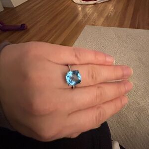 Sterling silver blue topaz ring